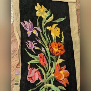 Vintage handcrafted textile art, featuring exquisite Floral hand embroidery